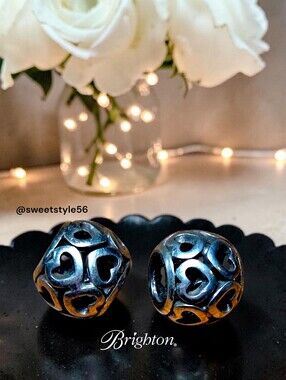 BRIGHTON "Open Heart" Vintage Silver Slider Beads Set Of 2!